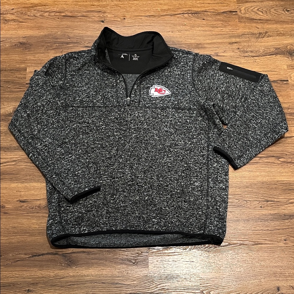 Men’s Antigua Kansas City Chiefs Gray Quarter-Zip Pullover Size XL (B5)